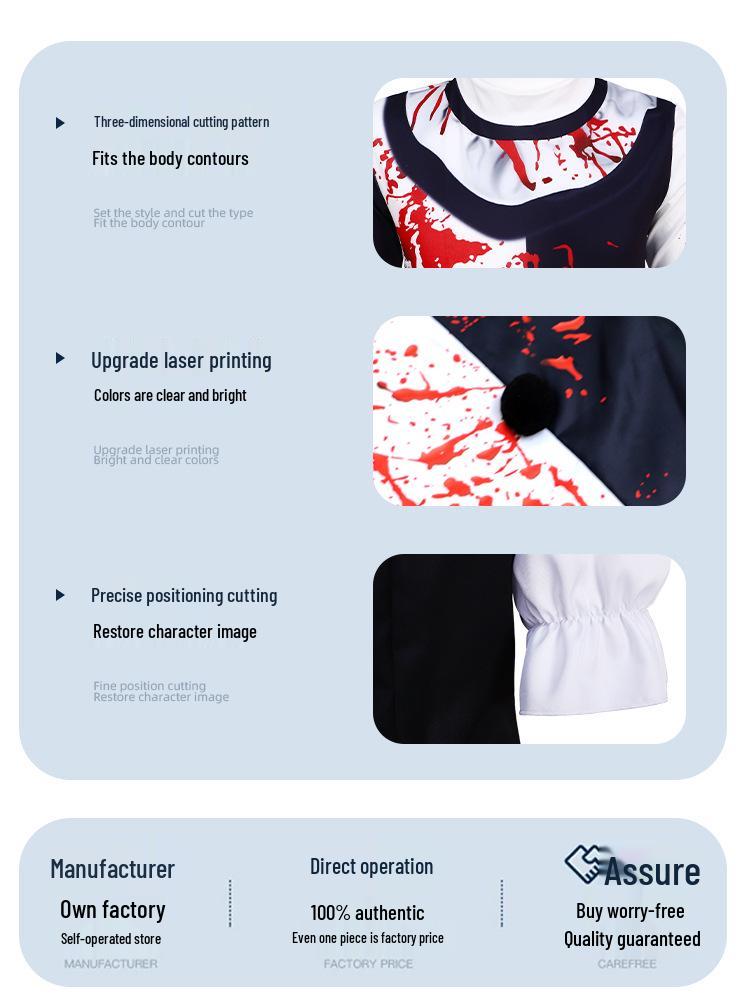Haunted Clown Halloween Costume: Scary, Bloody Horror Cosplay for Stage and Role Play