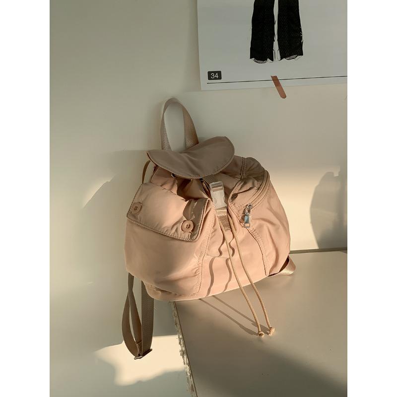 Spring and Autumn New Drawstring Small Backpack Girls Trend College Student Backpack Versatile Class Nylon Bag