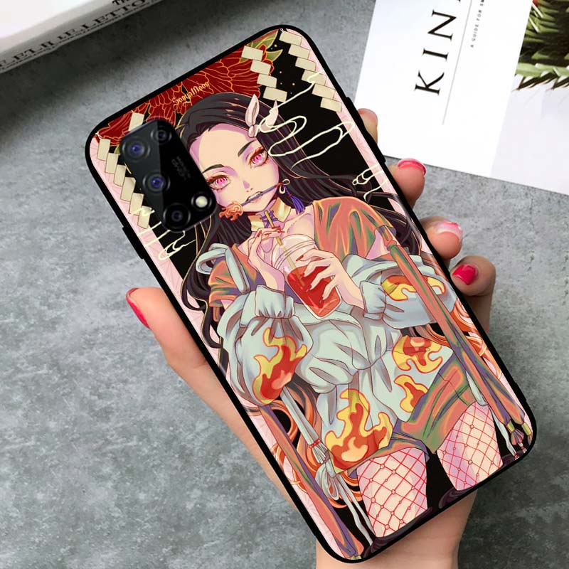 Demon Slayer Anime for OPPO Realme V15 X5 X3 X50 X7 X2 C17 C11 C3 C2 7 7i 6 6S 6i 5 Narzo 20 Pro Black Phone Case