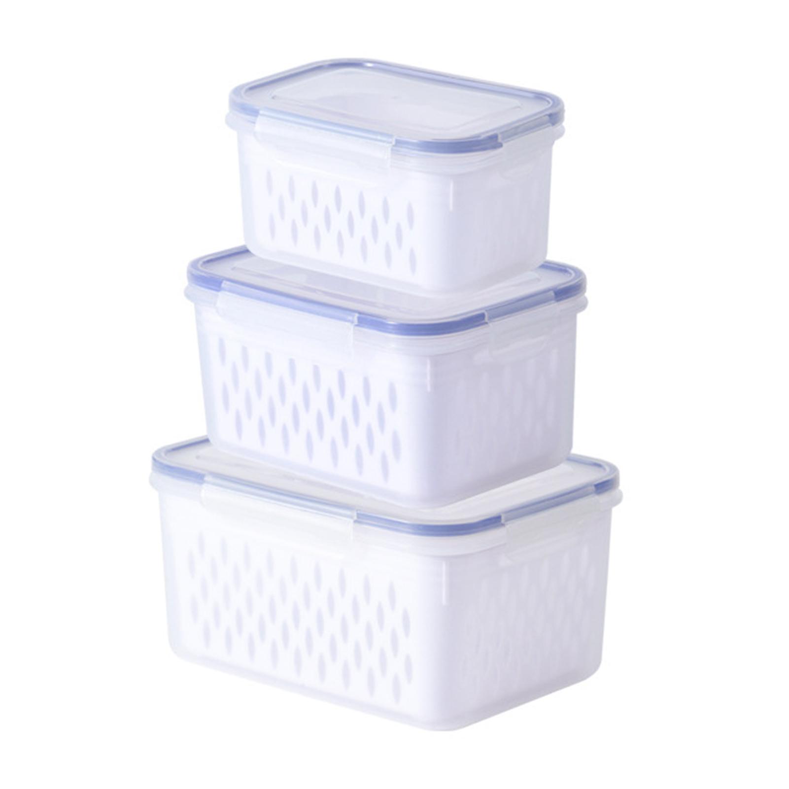 

Контейнер для хранения в холодильнике, Контейнеры для свежих овощей и фруктов, Органайзер для холодильника, Контейнеры для хранения с корзиной для слива, Органайзер для кладовой и кухни Small Size белый