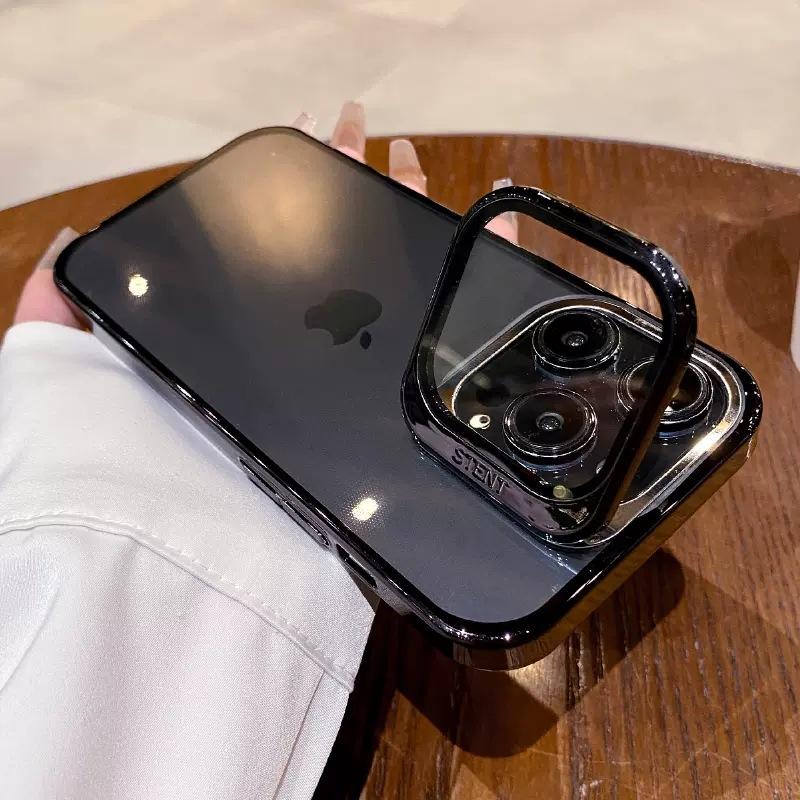 

Скрытый держатель для линз, Подходит для чехла для телефона iPhone 15Pro, iPhone14 Полное покрытие линз 13 Прозрачный защитный чехол iPhone14 чёрный