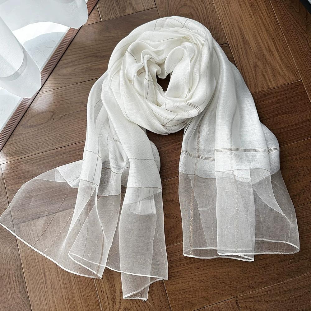 Elegante En Lichte Zijden Sjaal Voor Vrouwen Zacht En Ademend Met Watergolfpatroon Pashmina Sjaals Decoratieve Sjaals