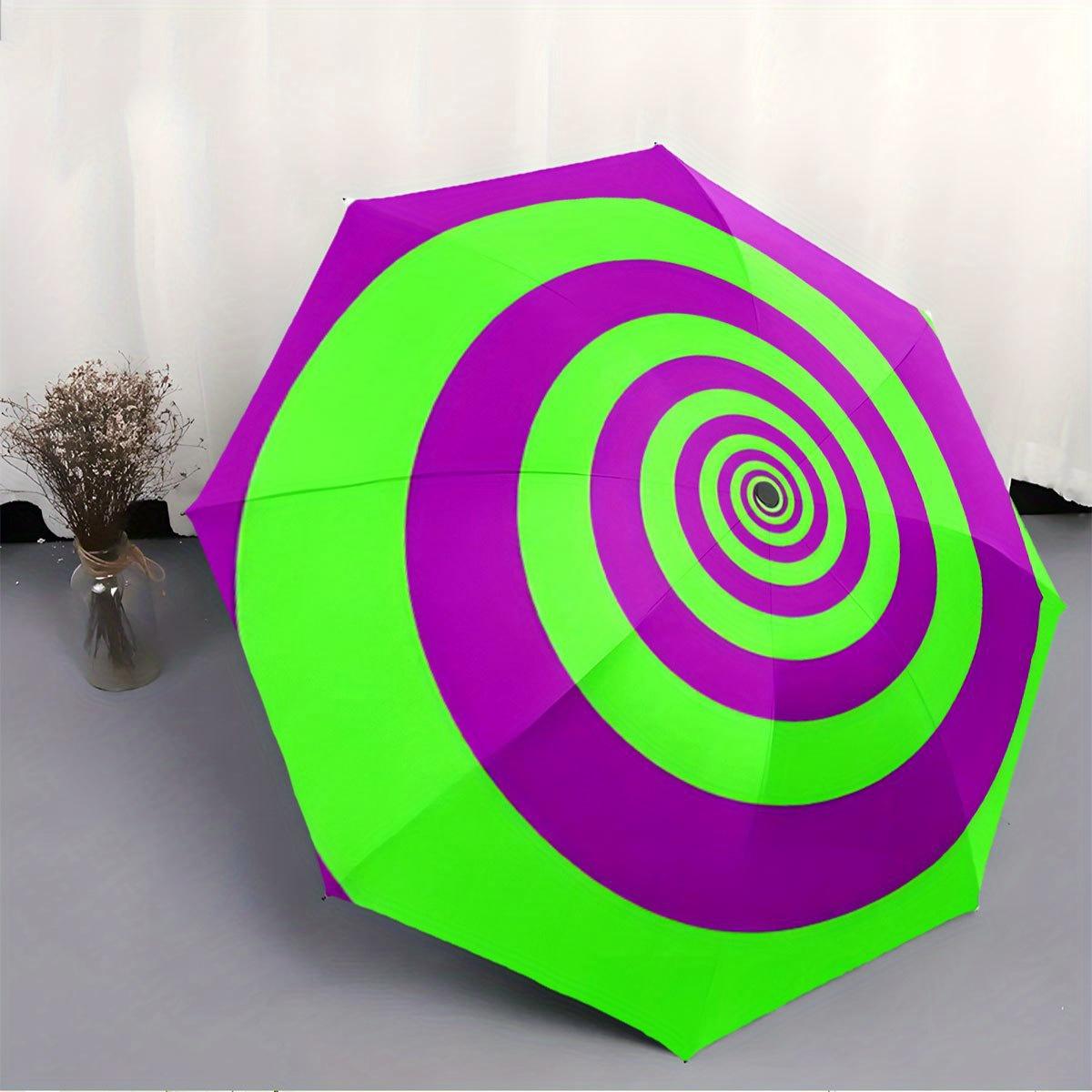 

Folding Umbrella The umbrella features a dynamic purple and green vortex pattern. Fits Travel, Holiday Gift Iron&8K