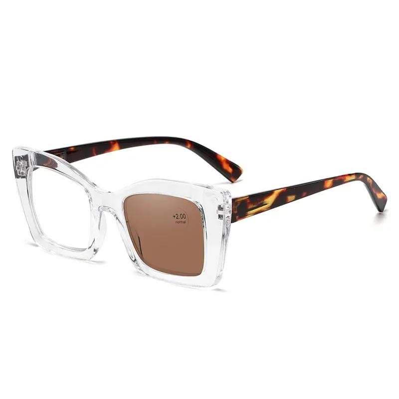 2 In 1 Smart Photochromic Reading Glasses For Women Luxury Presbyopia Sunglasses Unisex Farsighted Eyewear Prescription +1.0+1.5