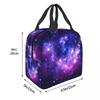Purple Blue Galaxy Nebula Insulated Lunch Bag for Women Children Portable Food Boxes Thermal Lunch Box Tote