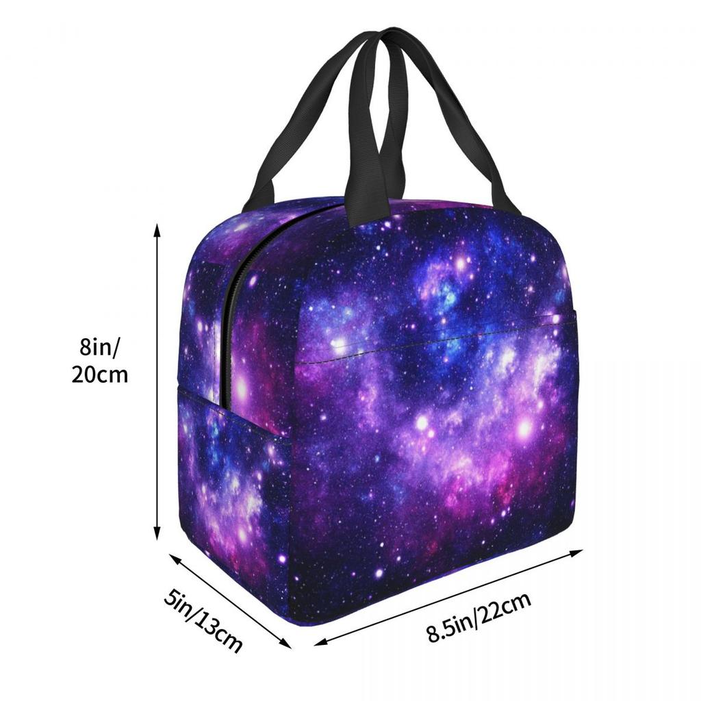 Purple Blue Galaxy Nebula Insulated Lunch Bag for Women Children Portable Food Boxes Thermal Lunch Box Tote