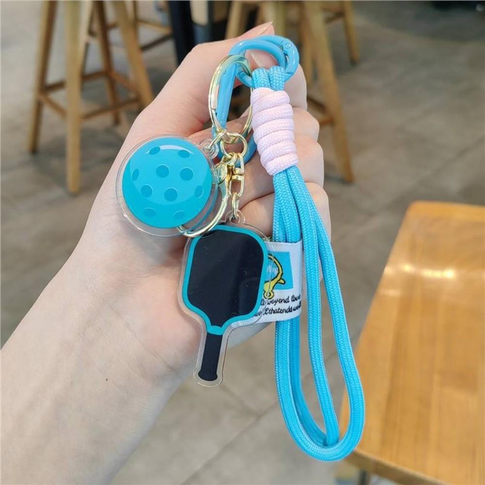 

New Acrylic Pickleball Racket Keychain Detachable with Lanyard Pickleball Key Ring Pickleball Paddle Pendant Bag Accessories
