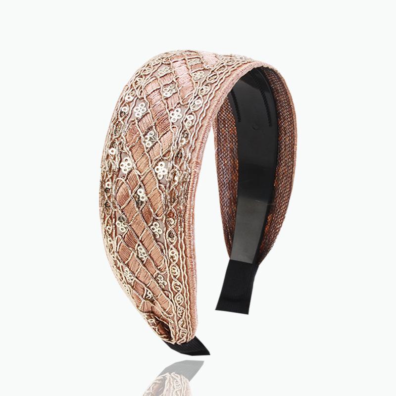 

Новая вышитая пайетками повязка на голову ретро заколка для волос шоппинг выход в свет давление на волосы зубчатый диадемы аксессуары для волос