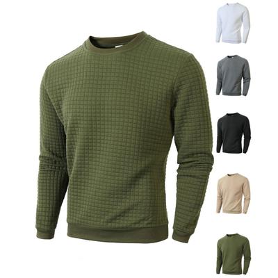 New Men's Crew Neck Sweatshirts Solid Color Large Streetwear Outdoor Jogging Tops Lightweight Long Sleeve Coats