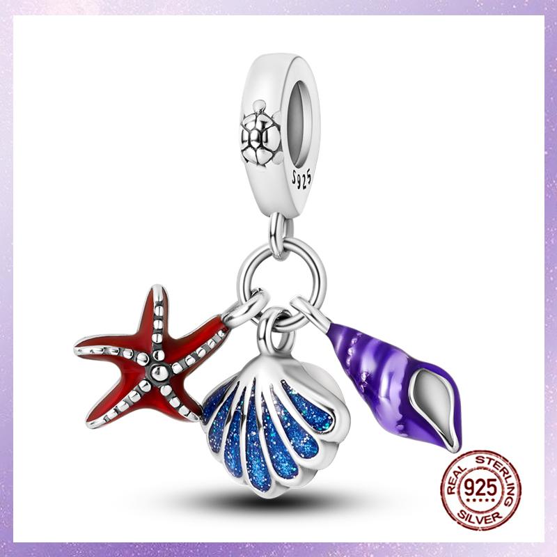 Purple Charms Copper Fit Original Pendant Bracelet Butterfly Glass Heart Feather Clip Charm Dangle Luminous Bead Diy Jewelry