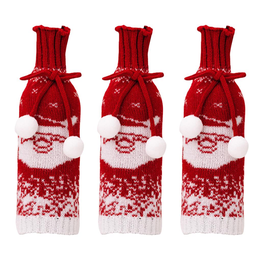 Christmas Redness Wine Bottle Cover Bag Knitted Sweater Champagnes Bottle Cover Bag Christmas Decorations for Party Home