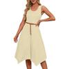 Damen Freizeitkleid für den Sommer, Tankkleid, lockeres Strandkleid mit Taschen, ausgestelltes Midi-Sommerkleid