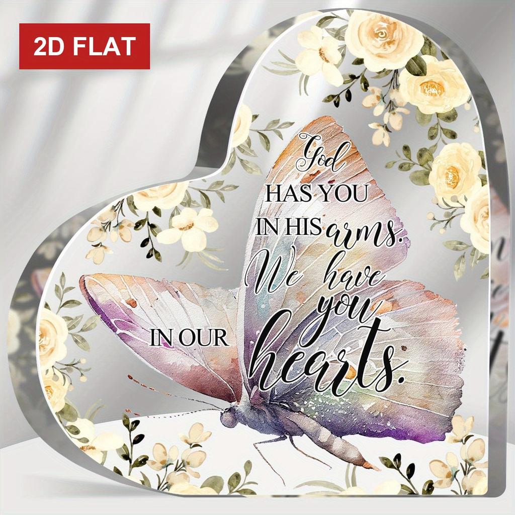 2D Flat Sympathy Gift for Loss of a Loved One, Memorial Keepsake Gifts, In Memory of a Loved One Sign, Grief And Bereavement Remembrance Butterfly Pla