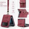 Étui à rabat pour Samsung Galaxy Z Flip 7 FE 6 4 5 5G Cuir PU Vintage Ultra Mince Dragonne Coque Arrière Rigide en PC Skin Cover Coque