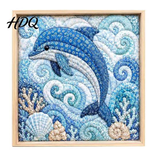 Japanese Fabric Craft No-Sew Art Kit DIY Mosaic Kits for Adults Beginners Quilted Wall Intricate with Frame & Tools Kits Gifts Housewarming