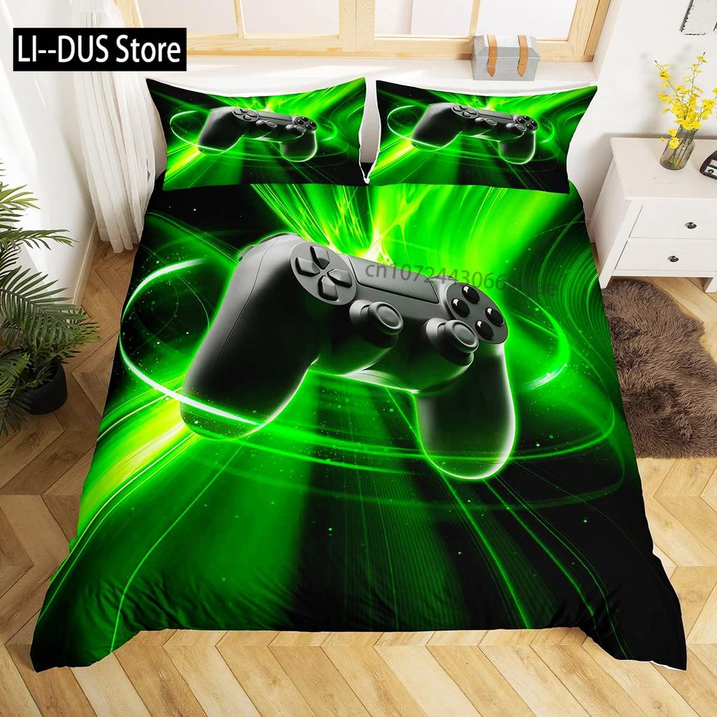Gamepad Duvet Cover Set Microfiber Gamer Player Gaming Joystick Comforter Cover Queen Size Kids Boys Video Game Twin Bedding Set