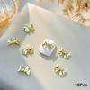 10Pcs 3D Bow Tie Ribbon Shaped Alloy Nail Accessories Gold Multi-Designs Nail Art Jewelry  Decorations Manicure Charm