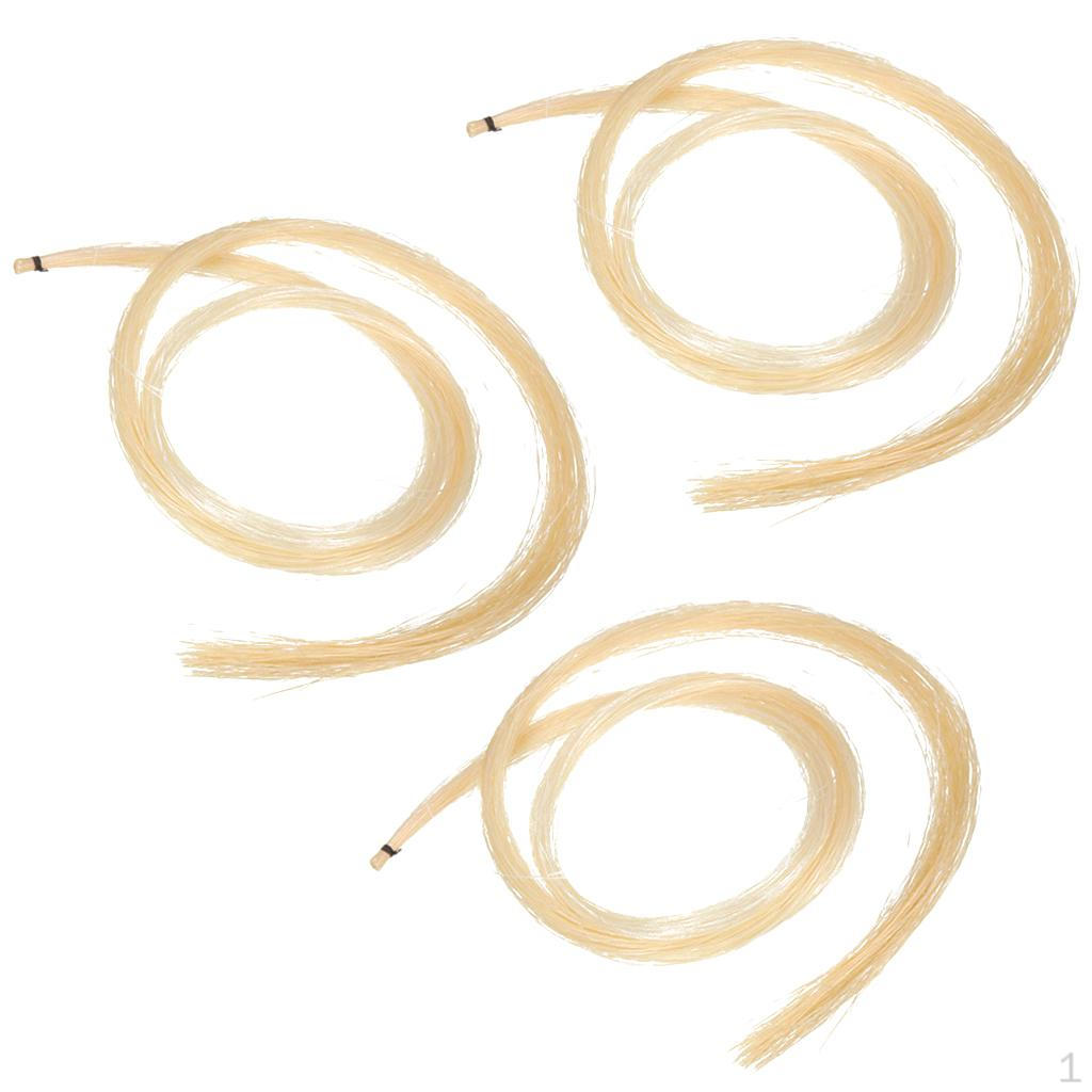 3 Hanks of Violin Bow Hair White for Viola Bass 30 Inch
