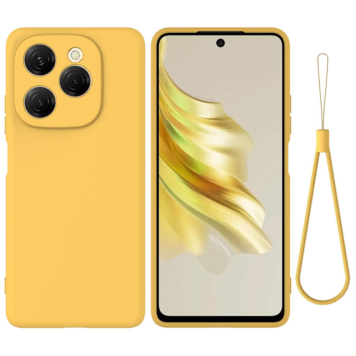 

For TECNO Spark 20 Pro 5G Case Liquid Silicone Anti-Scratch Phone Cover with Hand Strap B