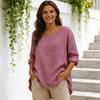 Women Tops Round Neck Long Sleeve Loose Fit Casual Blouse Breathable Soft Spring Summer Pullover Tops Daily Wear