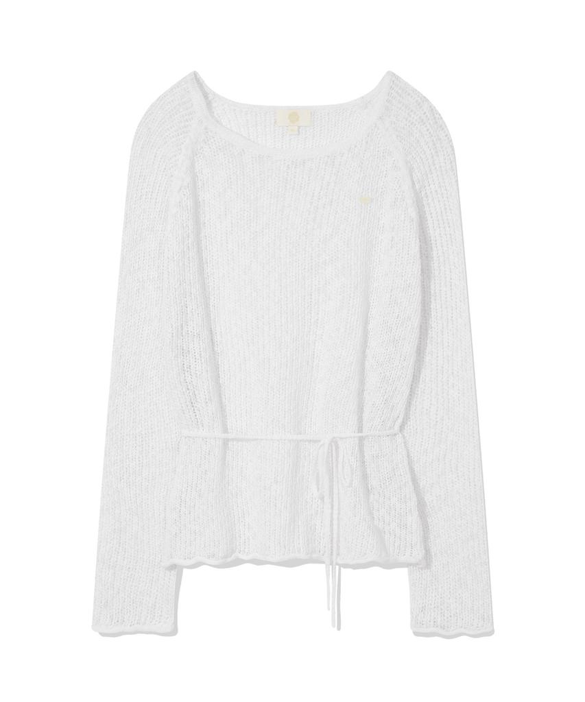 COVERNAT WOMAN Crochet Round Neck Knit White