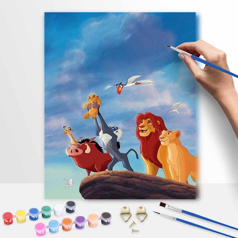 Disney The Lion King Oil Paint by Numbers Painting Kit Hand Painted Home Decor Gift