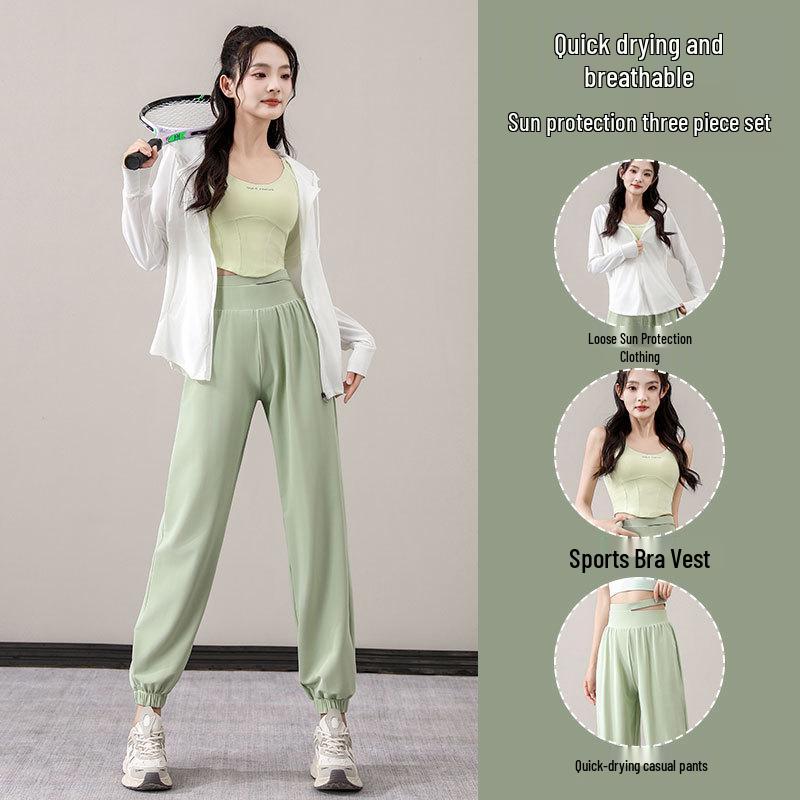 Dámský rychleschnoucí oblek z ledového hedvábí s ochranou proti slunci pro venkovní fitness aktivity