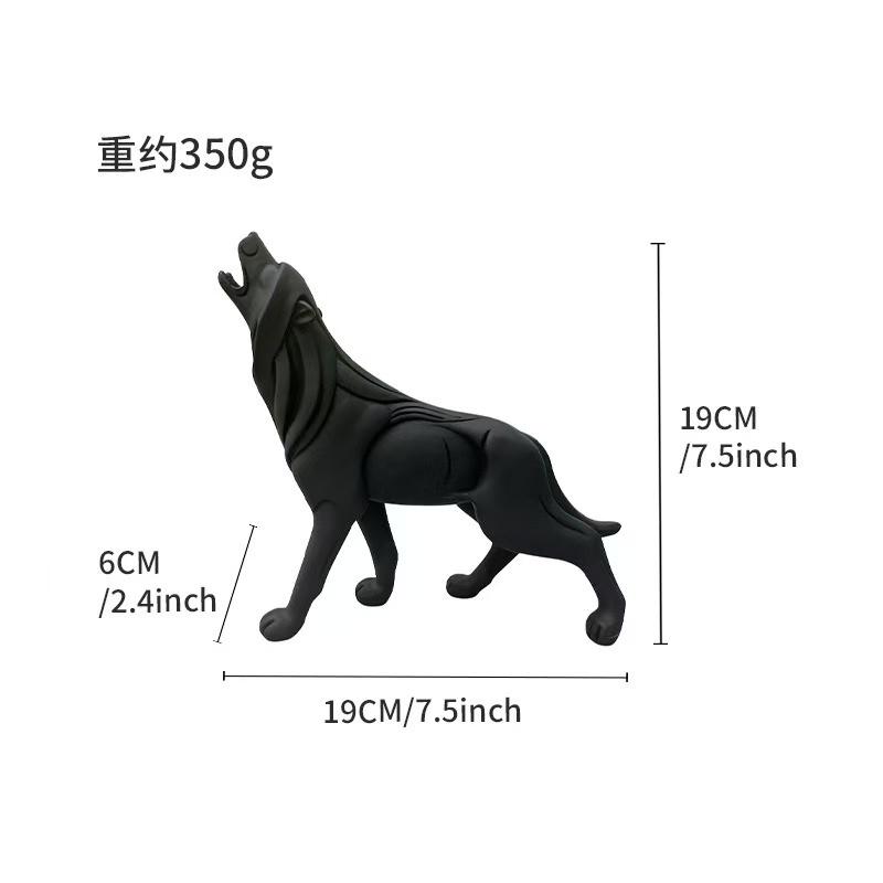 Modern Abstract Wolf Figurine - Geometric Animal Statue for Home or Office Resin Wolf Sculpture Handicraft