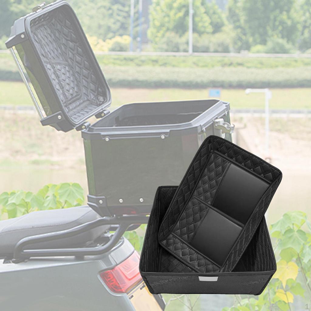 Motorcycle Rear Tail Top Box Liner Pad Trunk Case Protector Replacement PU with Two Pockets Portable