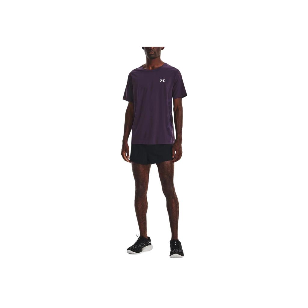 Under Armour Solid Color Crew Neck Sports Short Sleeve T-Shirt Men Tops Purple 1376518-541