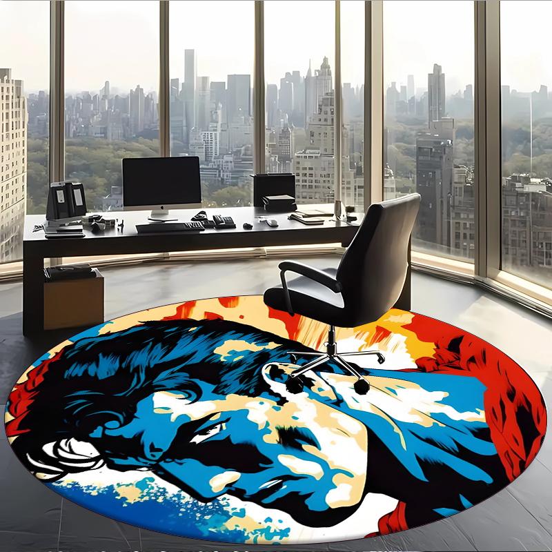 Superuomo (23) Tappeto Rotondo per Ufficio Tappeto Decorativo per Pavimento per Ufficio Camera da Letto Soggiorno e Spazio Domestico