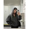 Unisex Oversized Striped Zip-Up Hooded Sweatshirt Casual Loose Fit Pullover Men Women