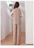 Set Pigiama Estivo Senza Maniche Taglie Forti da Donna – Elegante Pantalone a Gamba Larga Monocolore per Madri di Mezza Età