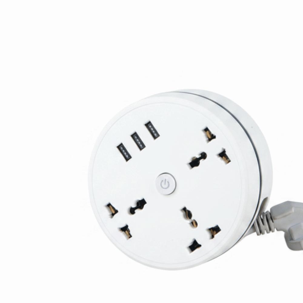 

3 USB Ports Portable Extension Socket UK Plug Standard USB Charger Plug Office Use Wire Length 1.8M білий