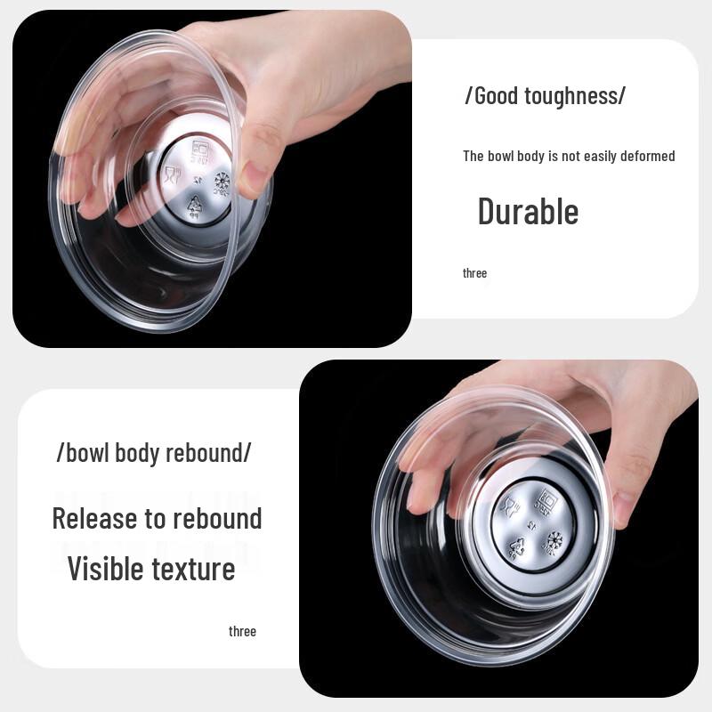 OLOEY Disposable Large Round Plastic Bowls with Lids - 50 Sets