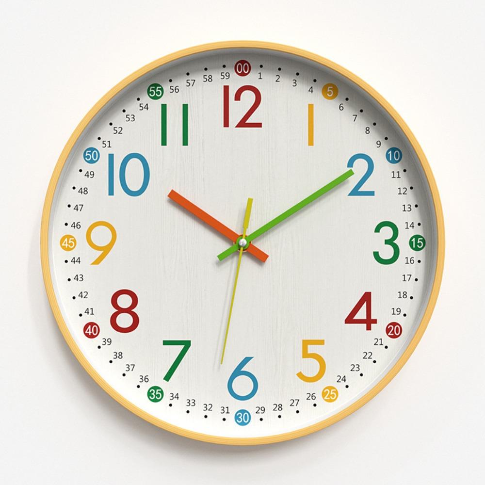 

Colorful Silent Electronic Clock Non Ticking Quartz Clock Numeral Wall Clock Nursery Room Style 2
