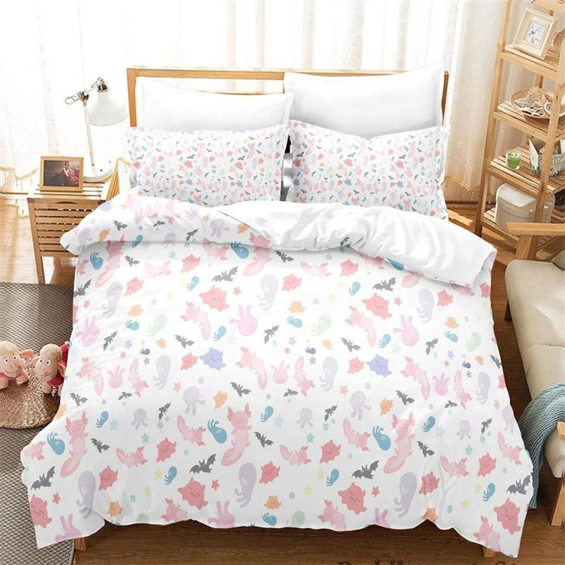 

Комплект постельного белья Kawaii Animal Axolotl Print Single Twin Full Queen King Size Bed Set Aldult Kid Bedroom Duvetcover Set 3D Anime 70x133cm 2pcs