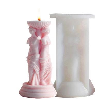 Roman Statue Candle Molds 3D Silicone Roman Column Shape Resin Mold Pillar Candle Molds Craft Making Tool Reusable Non-Stick