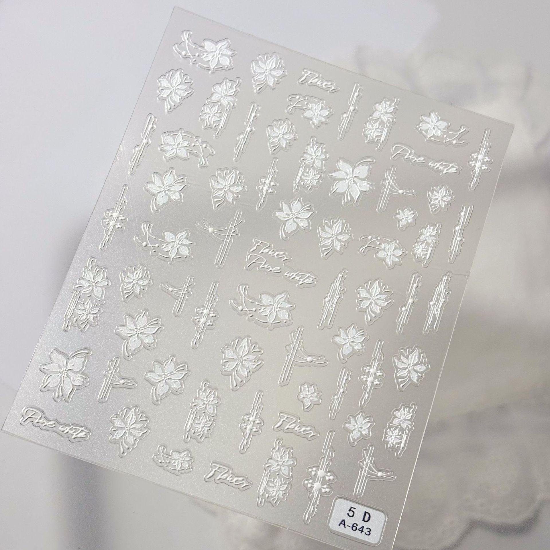 5D Japanese Floral Nail Art Stickers: 3D Embossed Butterfly & Semi-Transparent Hand-Painted Hollowed Designs.