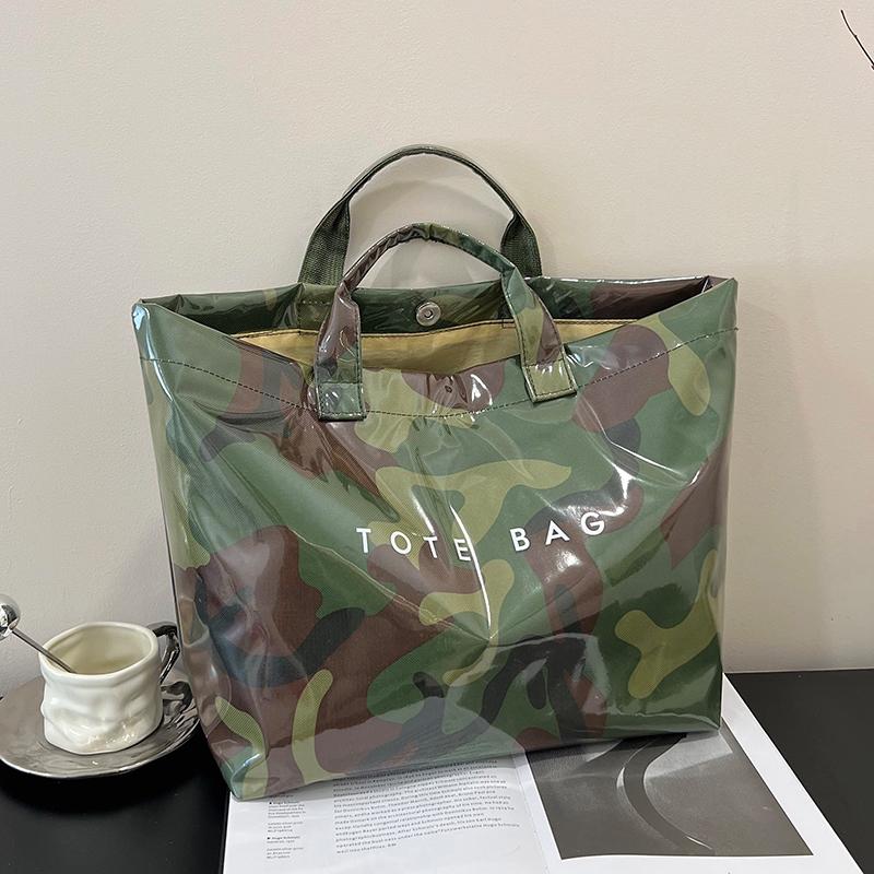 Women's PVC Tote Bag Floral Print Waterproof Fashion Shopping Bag