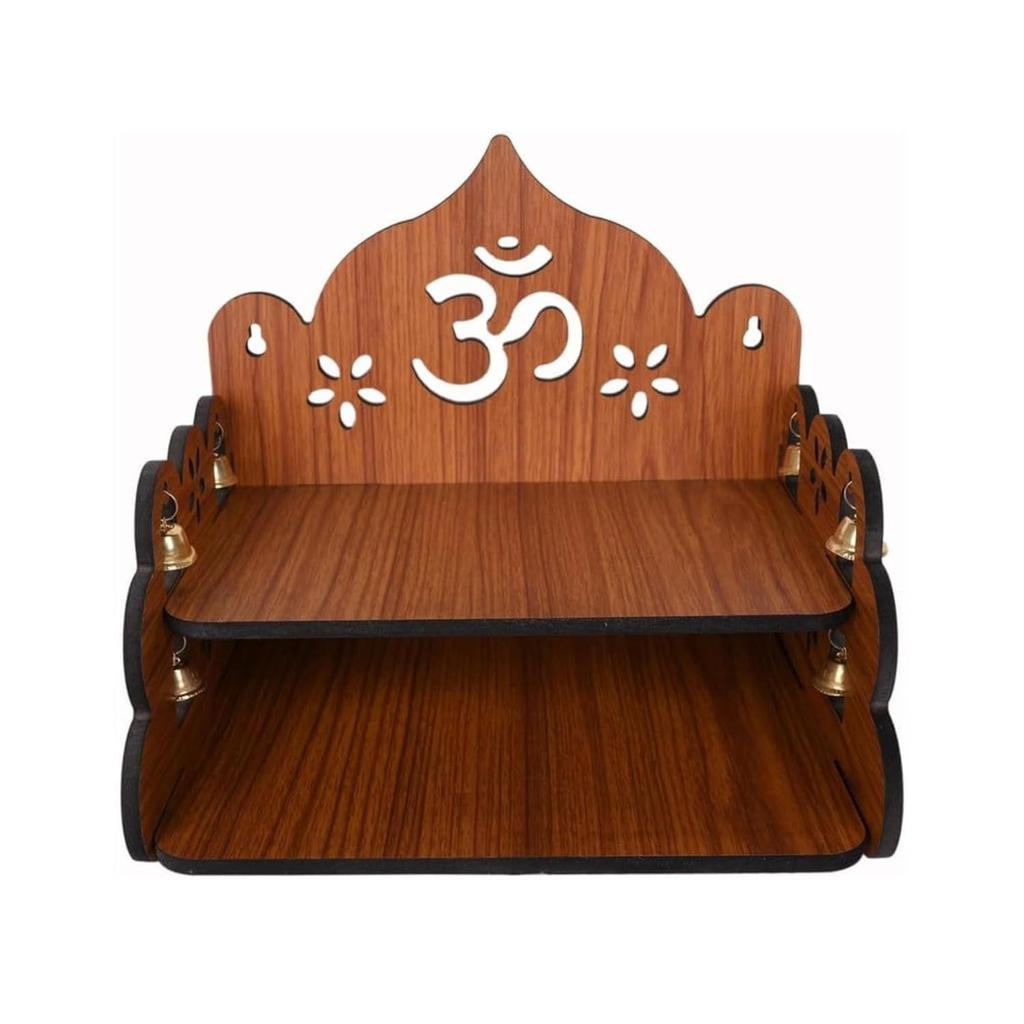 Pooja Mandir für Zuhause & Büro, Wandmontierter Holztempel, Pooja-Ständer mit Aufbewahrungsschrank, Heimdekor, Kleine & Große Größe (Mandir Design 1)