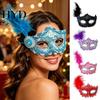 Maschera da Ballo di Lusso per Halloween, Maschera Mezza Faccia da Principessa, Maschera Veneziana per Feste in Maschera con Piume, Pizzo, Strass, Nastro Regolabile, Donna