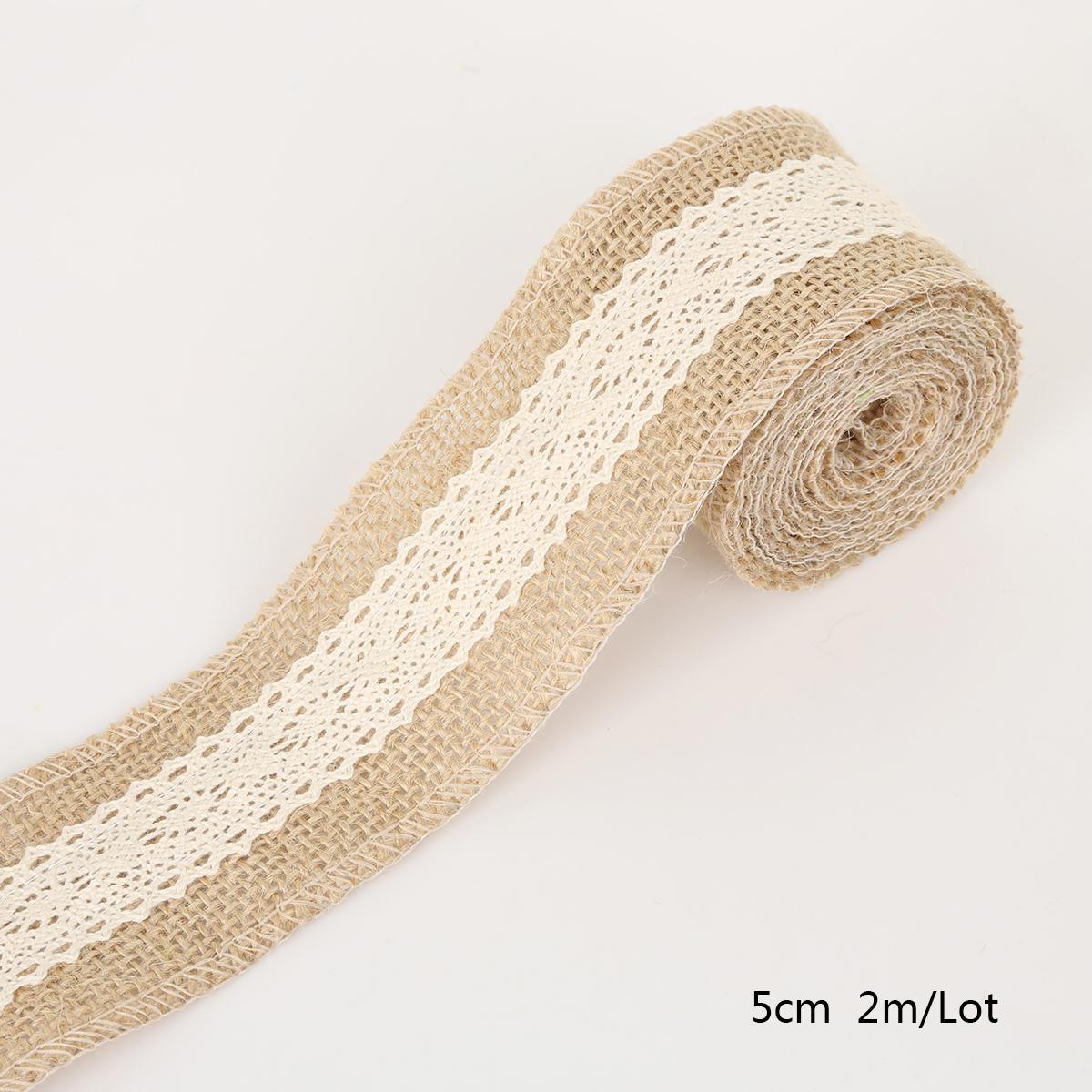 

2 м/рулон натуральная джутовая лента из мешковины, гессианское кружево, джутовый шпагат, винтажный деревенский свадебный DIY-украшение, принадлежности для рождественской вечеринки