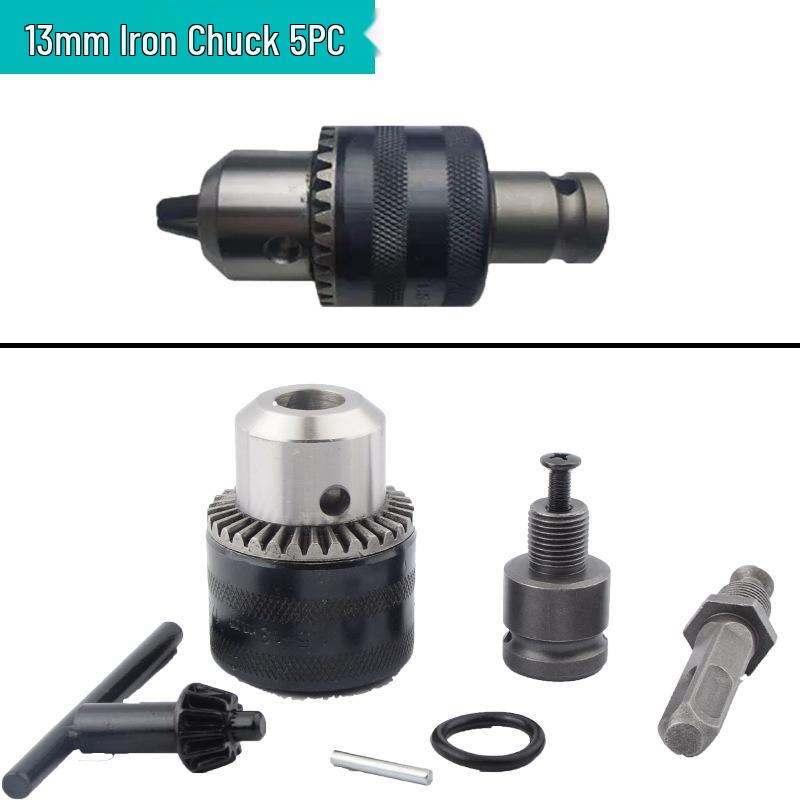 Peacock 5-Piece 3/8" Metal Ratchet Drill Chuck Set with 10mm Double Socket Electric Tool Clamping Accessories