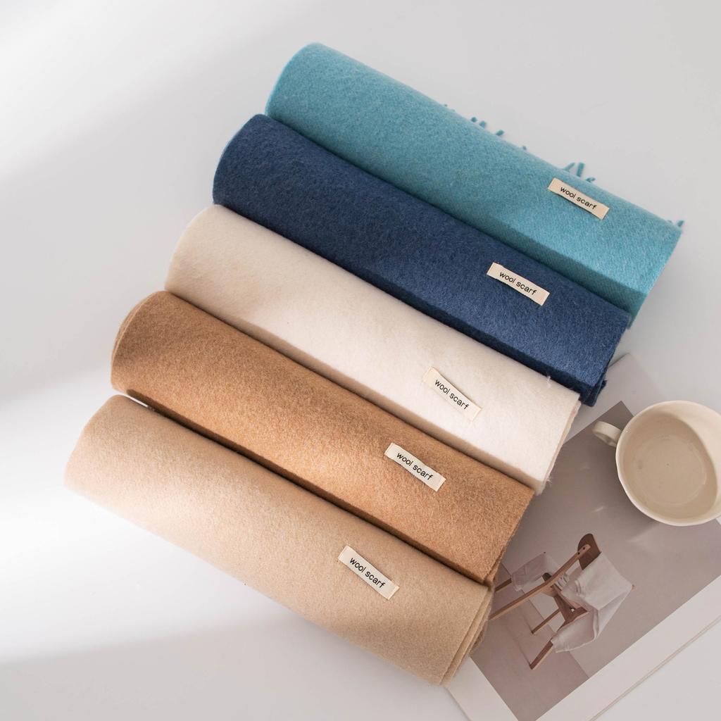 Imitation Cashmere Scarf with Wool Tassel Scarf for Men and Women Versatile Solid Color Fashion Commuting Warm Scarf Shawl