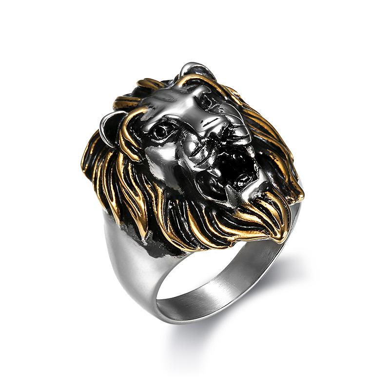 Ring Personalized Retro Ring Gold Lion Head Men's Ring Domineering Hip-hop Lion Head Ring