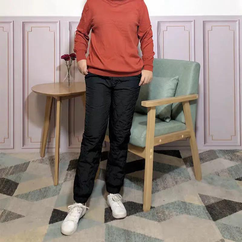 Péřové kalhoty Dámské svrchní oblečení Vysoký pas Velká velikost Slim-fit Lemování pro udržení tepla Zimní harémové kalhoty