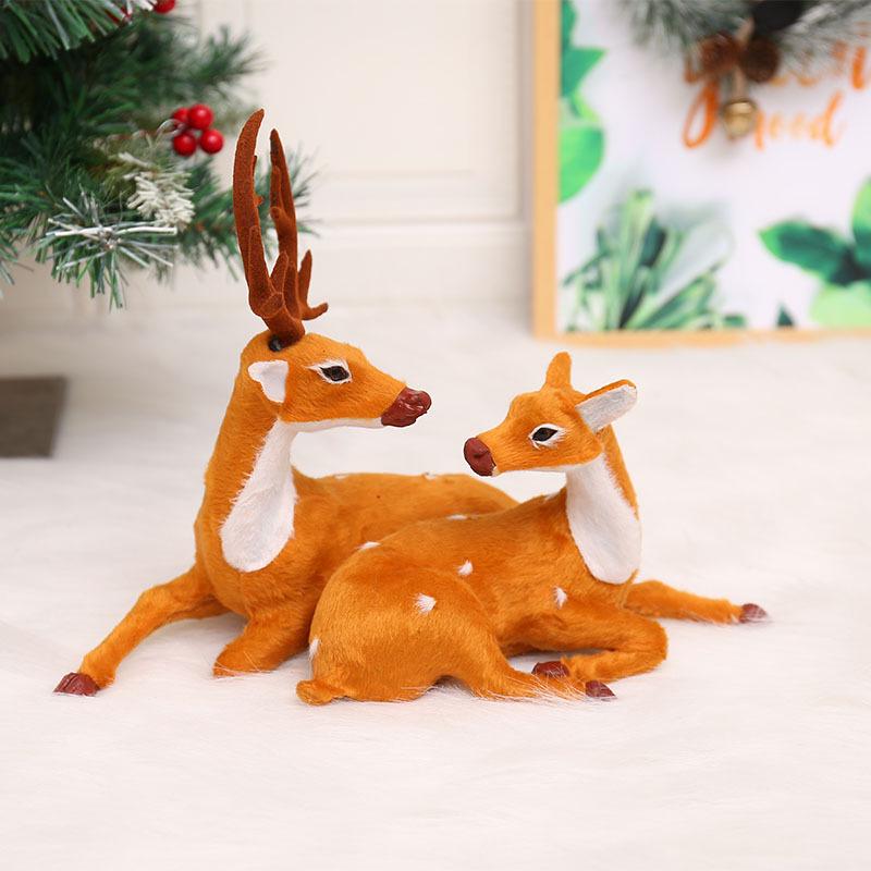Fawn Sika Deer Christmas Ornaments - Small Decorative Reindeer Props