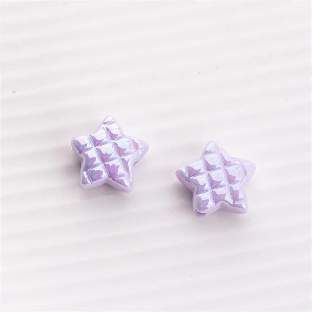 TX07 5Pcs Candy Waffle Pentagram Rhombus Love Pineapple Acrylic Charm Bead Handmade Straight Hole DIY Accessories Trend Bracelet