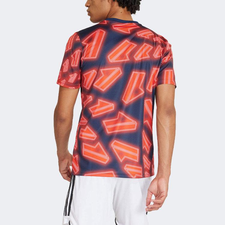 Adidas Sport Performance Juventus Geometric Pattern Printed Pre-Match Short Sleeve Football Shirt Men Tops Red IW0462